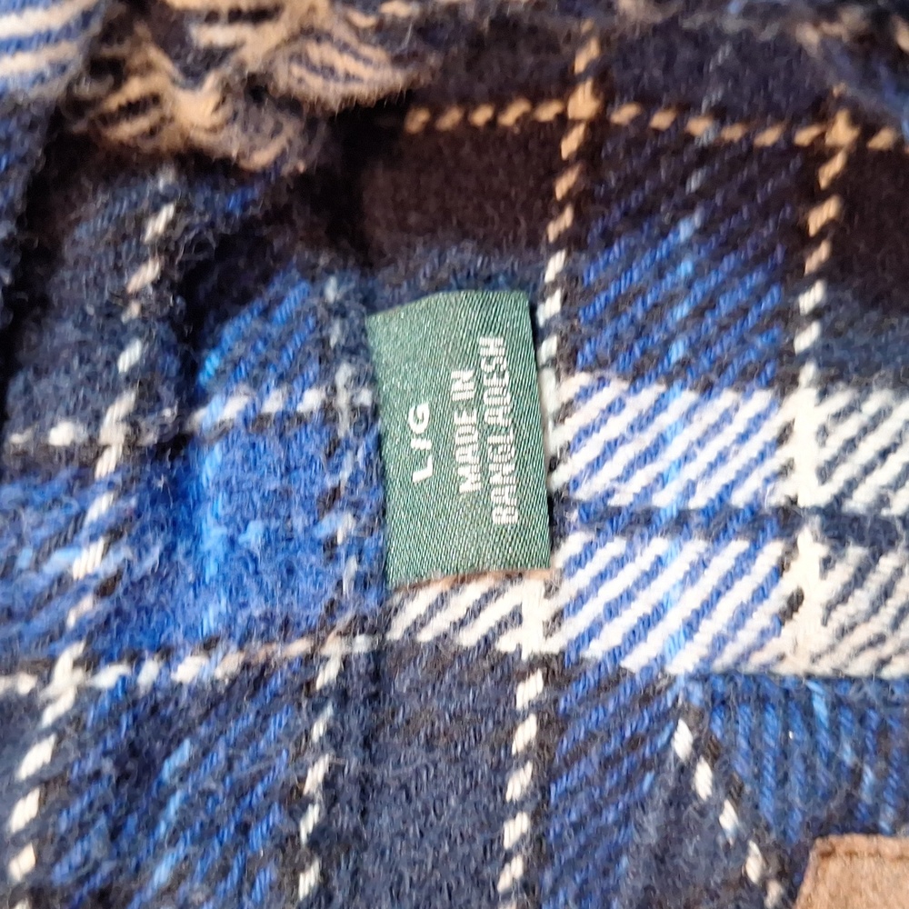 Vintage Orvis Blue White Plaid Shacket‎ Shirt Thick Flannel Large Fishing Jacket - Picture 8 of 9